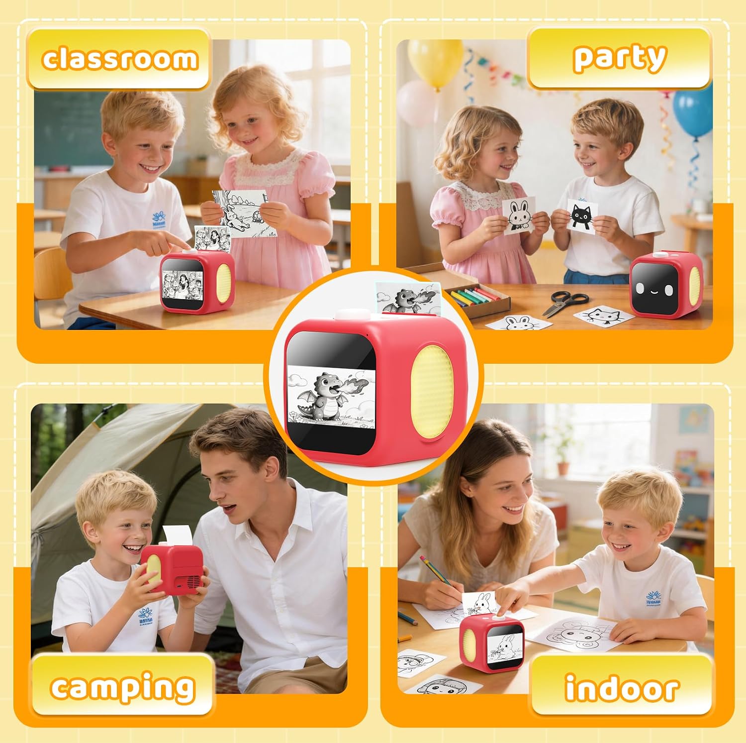 AI Sticker Printer with 3.5" Touchscreen, No App Required Thermal Sticker Maker for Kids, AI Voice-to-Image, Portable Inkless Instant Toy, Birthday Gift for Boys Girls Ages 3+, Red