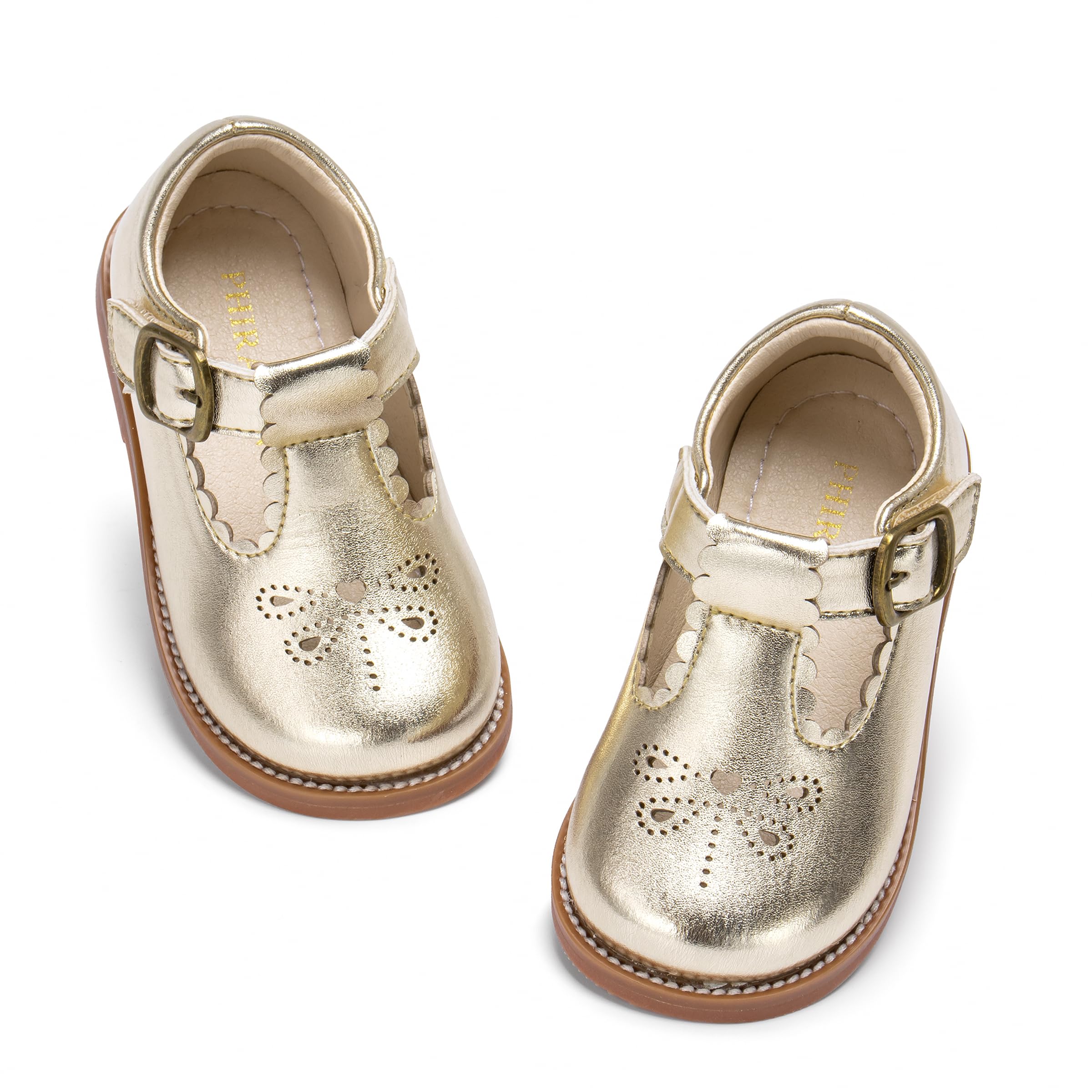 PHIRAMIN Toddler Flower Girl Dress Shoes - Little Girl Mary Janes Flats Wedding