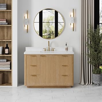 Cadiz 48" Single Bathroom Vanity in Washed Ash Grey with Composite Stone Top Without Mirror