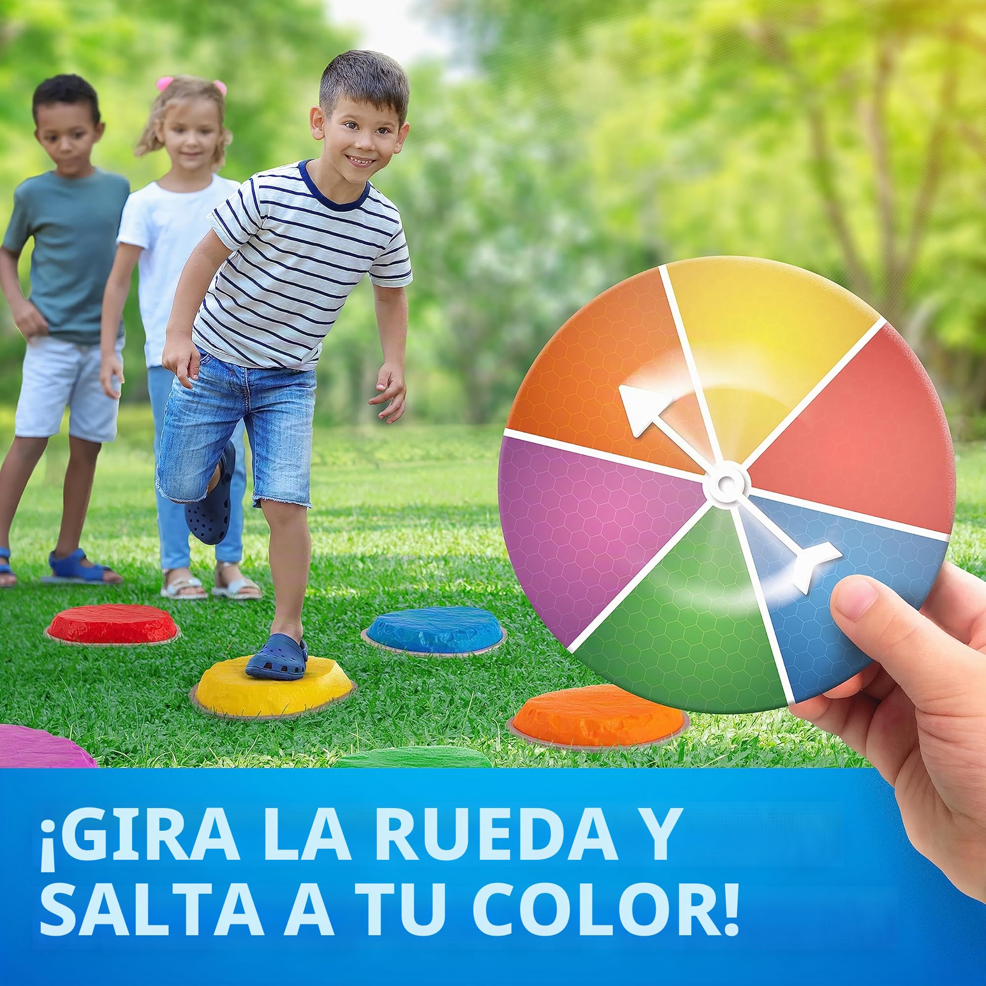 Blue Marble National Geographic Piedras de Equilibrio para Niños - 10 Piedras Duraderas Antideslizantes para Desarrollar Habilidades Motoras y Equilibrio