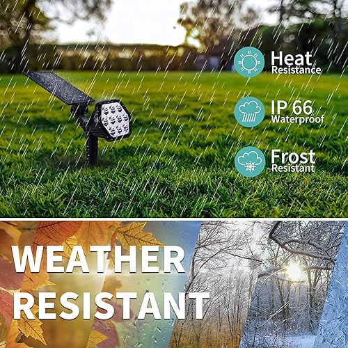 Miniatura 6 de Nekteck 10luces LED solares para exteriores, impermeables, luces de paisaje inalámbricas 2 en 1 que funcionan con energía solar, con