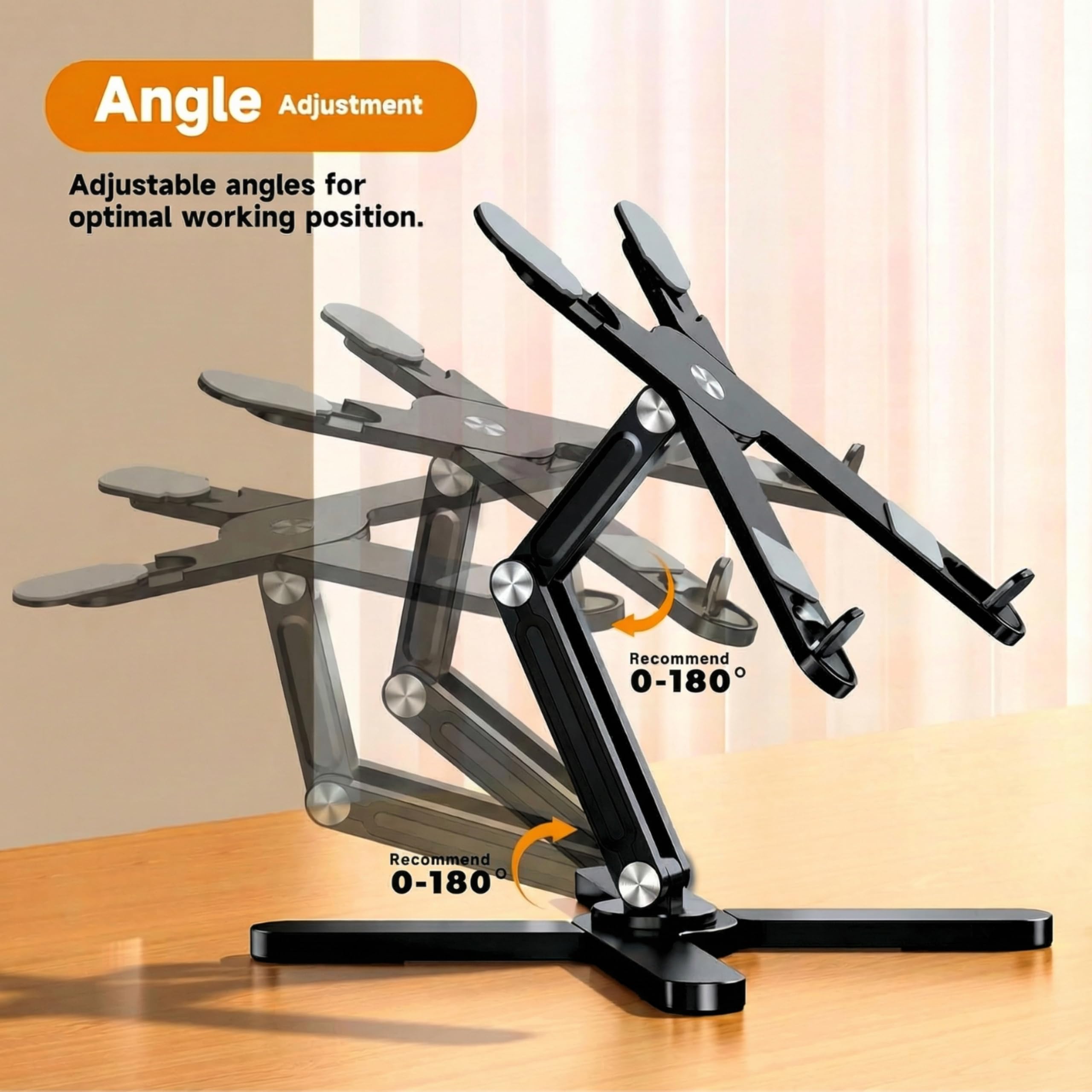 FoldWise X Supporto per Laptop da Scrivania - 100% Alluminio, Base Rotante a 360°, Pieghevole, Altezza & Angoli Regolabili - Riser Robusto & Portatile per MacBook e Laptop da 11-18''