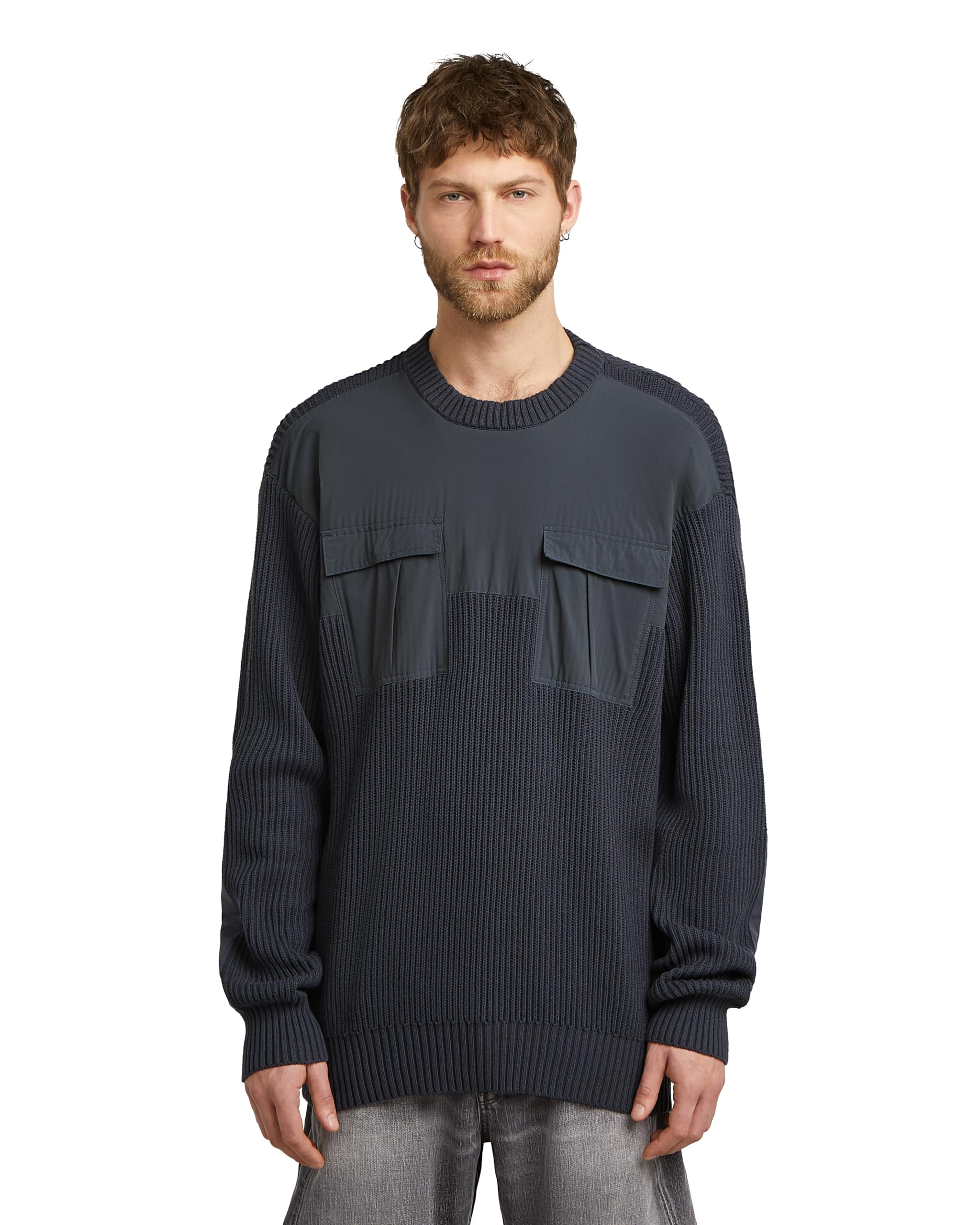 G-Star Herren Woven Mix R Knit Sweater