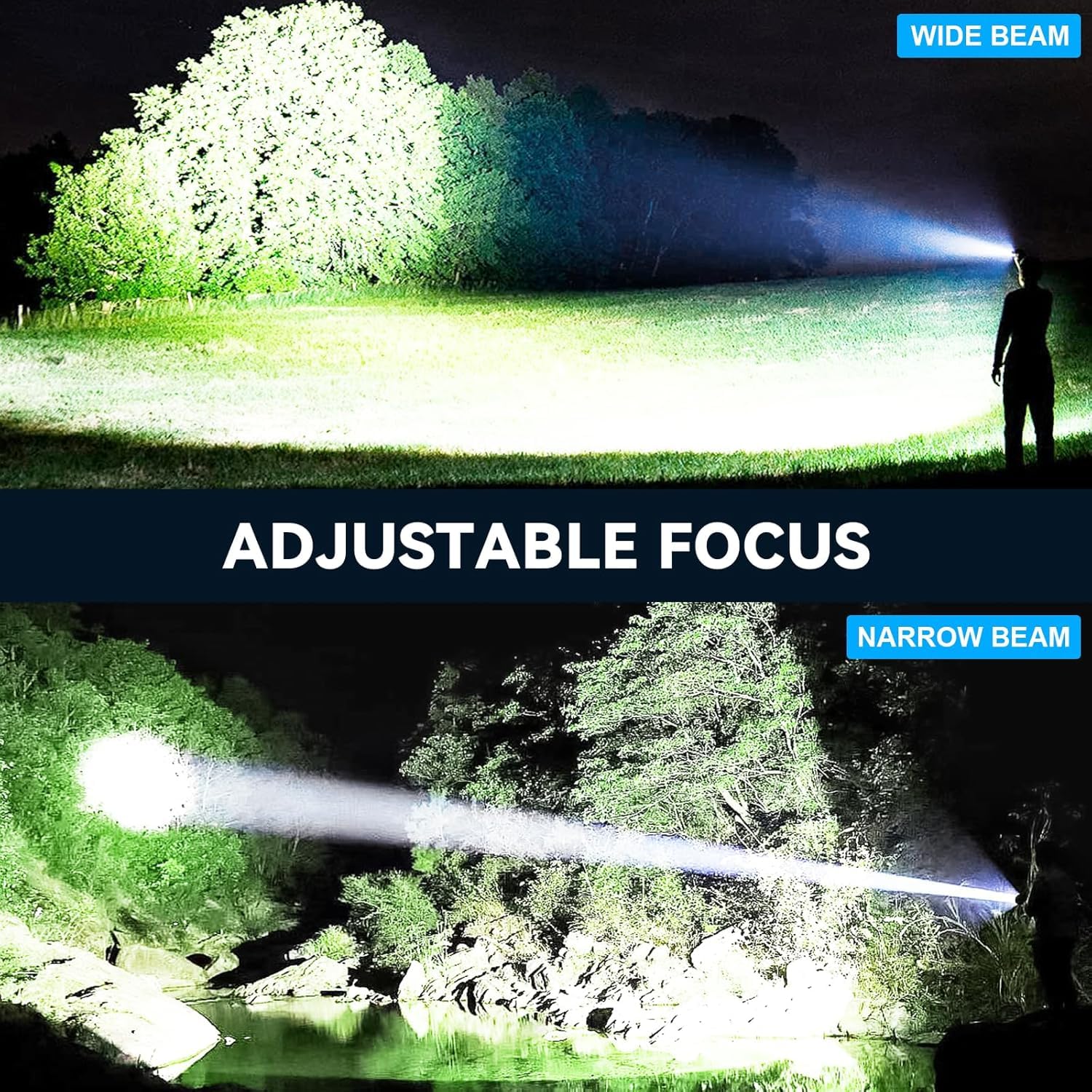 Linterna LED recargable de alto lúmenes, 99,000 lm, brillante, potente luz de flash de mano con 5 modos para el hogar, campamento (paquete de 3)