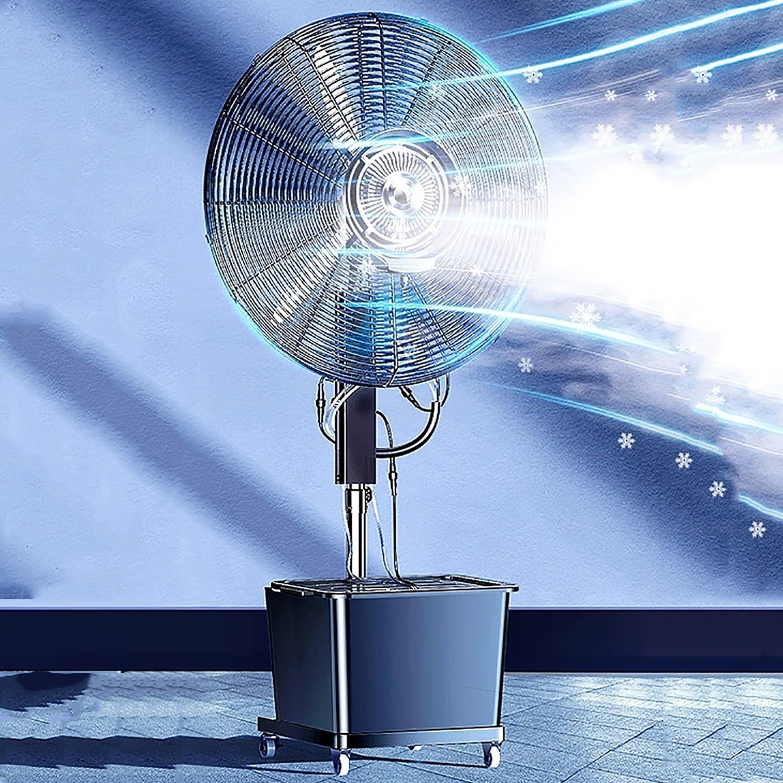 Ventilador nebulizador con tanque de agua de 42 L, altura ajustable, para patio, residencial, comercial, restaurante, uso industrial