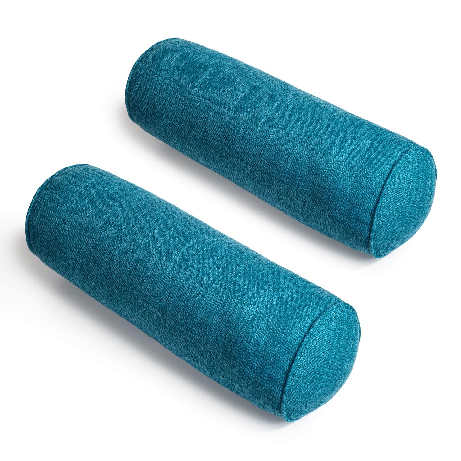 Round Neck Pillow Roll Cervical Support Pillows Neck Pain Relief Cylinder Bolster Pillows with Removable Washable Cover for Sleeping, Chair, Car, Sofa (2, Turquoise)