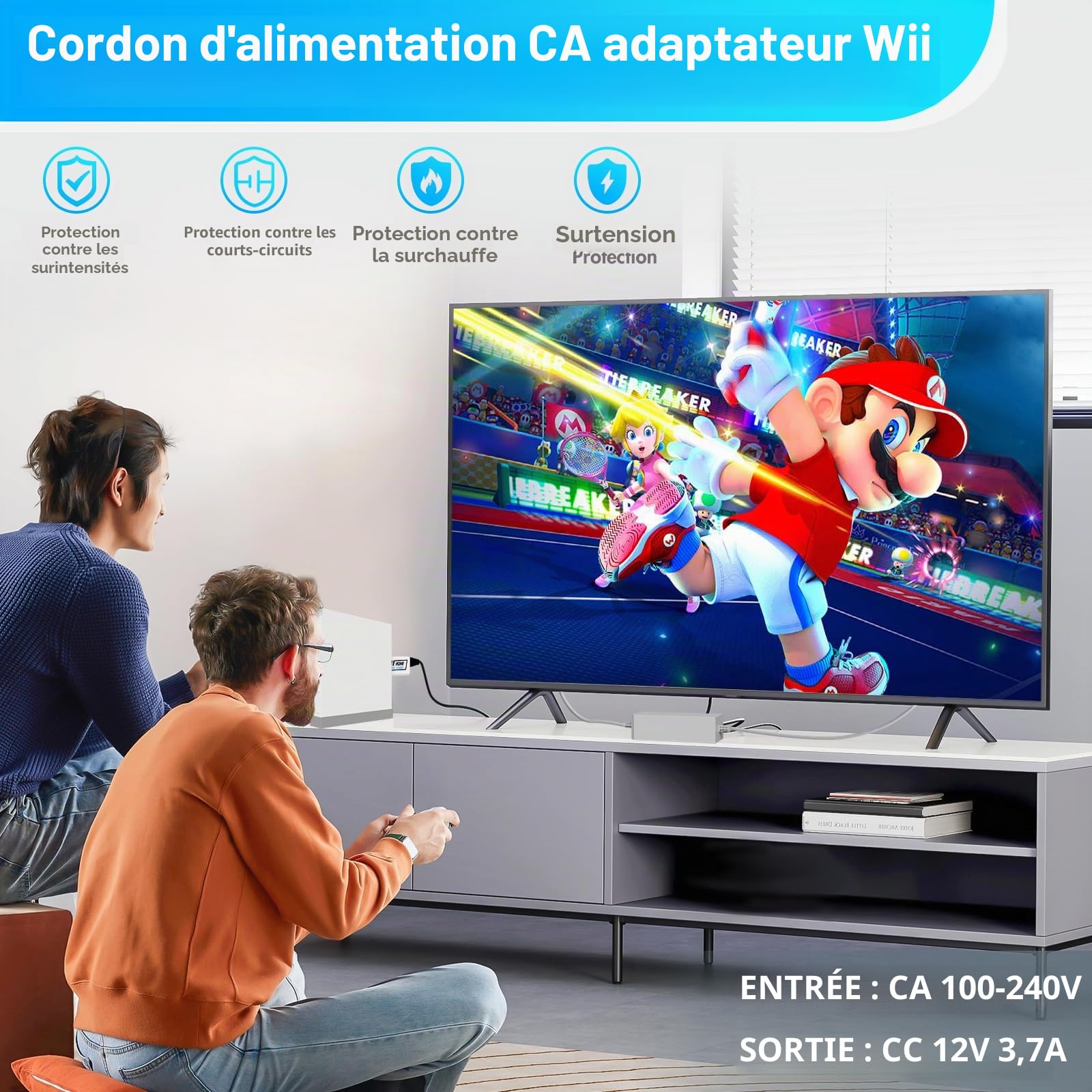Kit de Câbles Wii 4 en 1 - Adaptateur Secteur AC + Convertisseur Wii vers HDMI + Barre de Capteurs Filaires + Câble AV Composite pour Nintendo Wii
