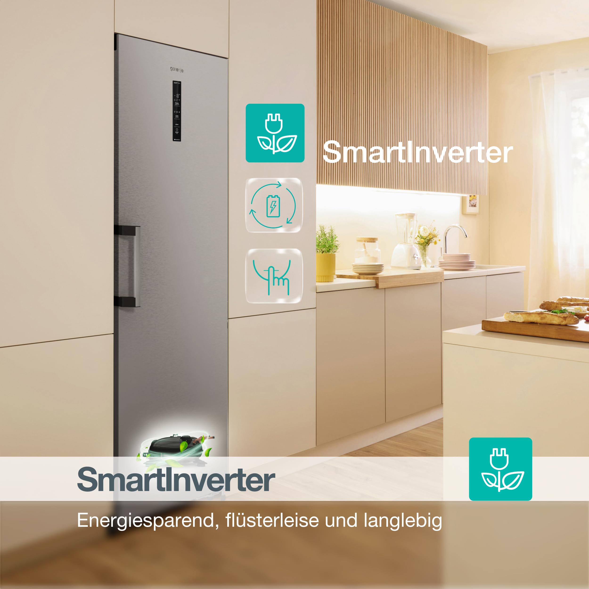 Gorenje FNCI508D61WFE Einbaugefrierschrank / 56er Nische/EEK D/ 91 Liter/ 33 dB/NoFrost/AdaptTech/Europäische Qualität/ConvertTotal/ConnectLife/FastFreeze/BxHxT 54×87,5 ×54,5 cm/Weiß