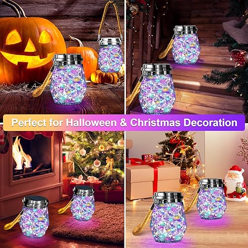 Miniatura 5 de Linterna solar, luces solares colgantes para exteriores, impermeables, paquete de 2, 60 faroles LED mejorados, decoración para exteriores,