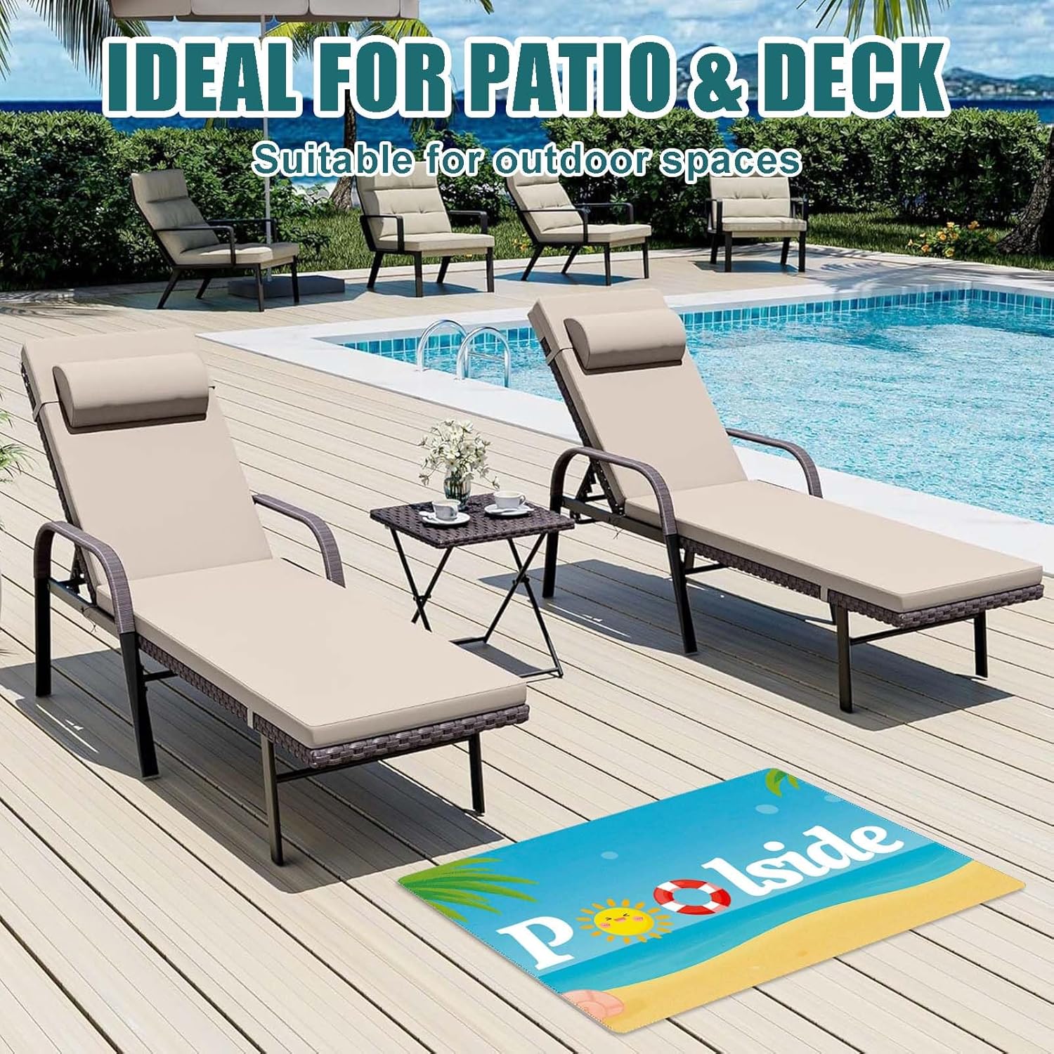 1PC Pool Mat Non Slip Poolside Seating Mat for Edge of Pool, 24 x 35 Inch Outdoor Floor Pool Deck Rug Soft Neoprene Walk Pool Cushions with Drainage for Summer Outdoor Indoor Beach Swimming Safety