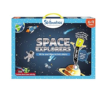 Skillmatics Educational Game : Space Explorers | Reusable Activity Mats with 2 Marker Pens | Gifts & Learning Tools for Boys and Girls 6-9 Years
