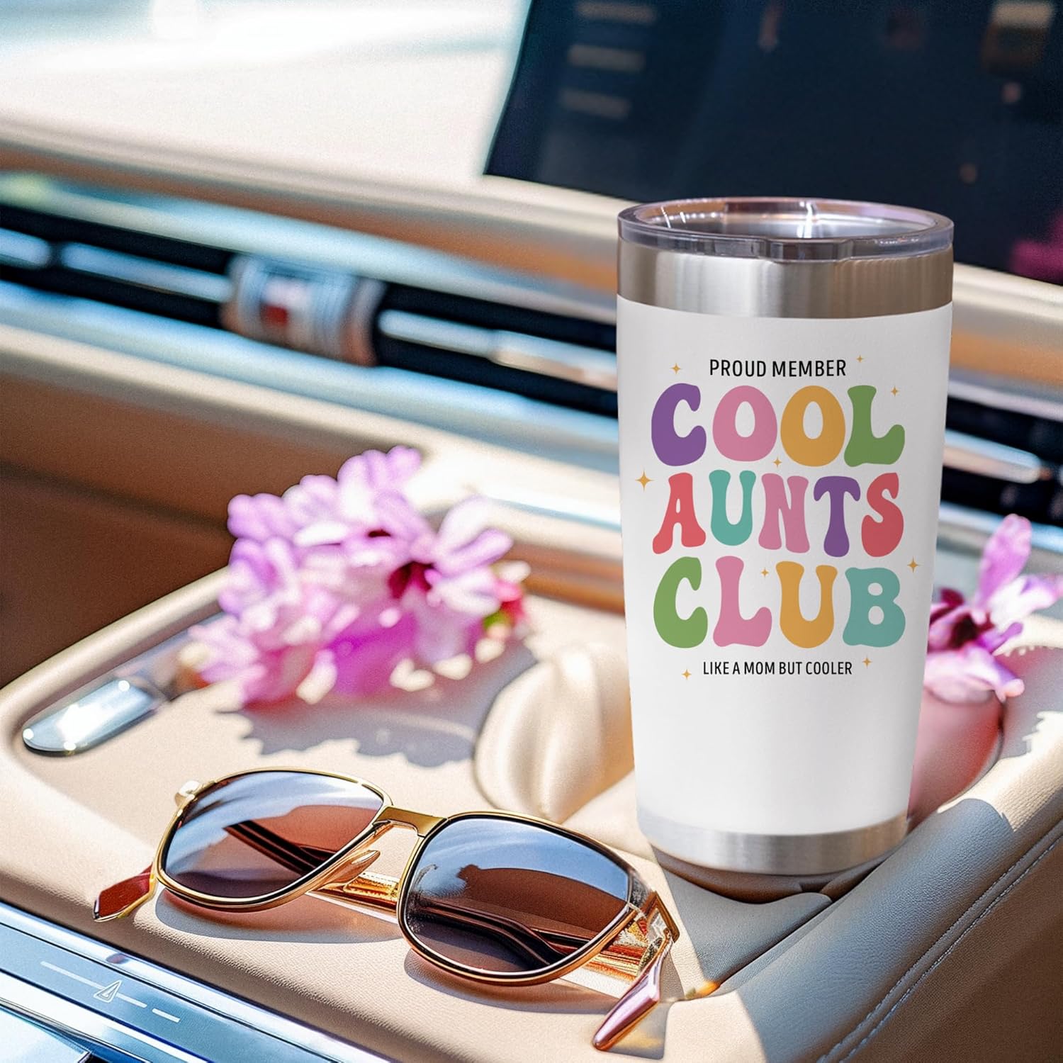 Cool Aunts Club Tumbler 20oz - Birthday Presents, Auntie Christmas Gift Ideas for Best Aunt Ever - Aunt Birthday Gifts Travel Mug - Cool Gifts for Aunts - In My Auntie Era Coffee Tumbler - Image 5
