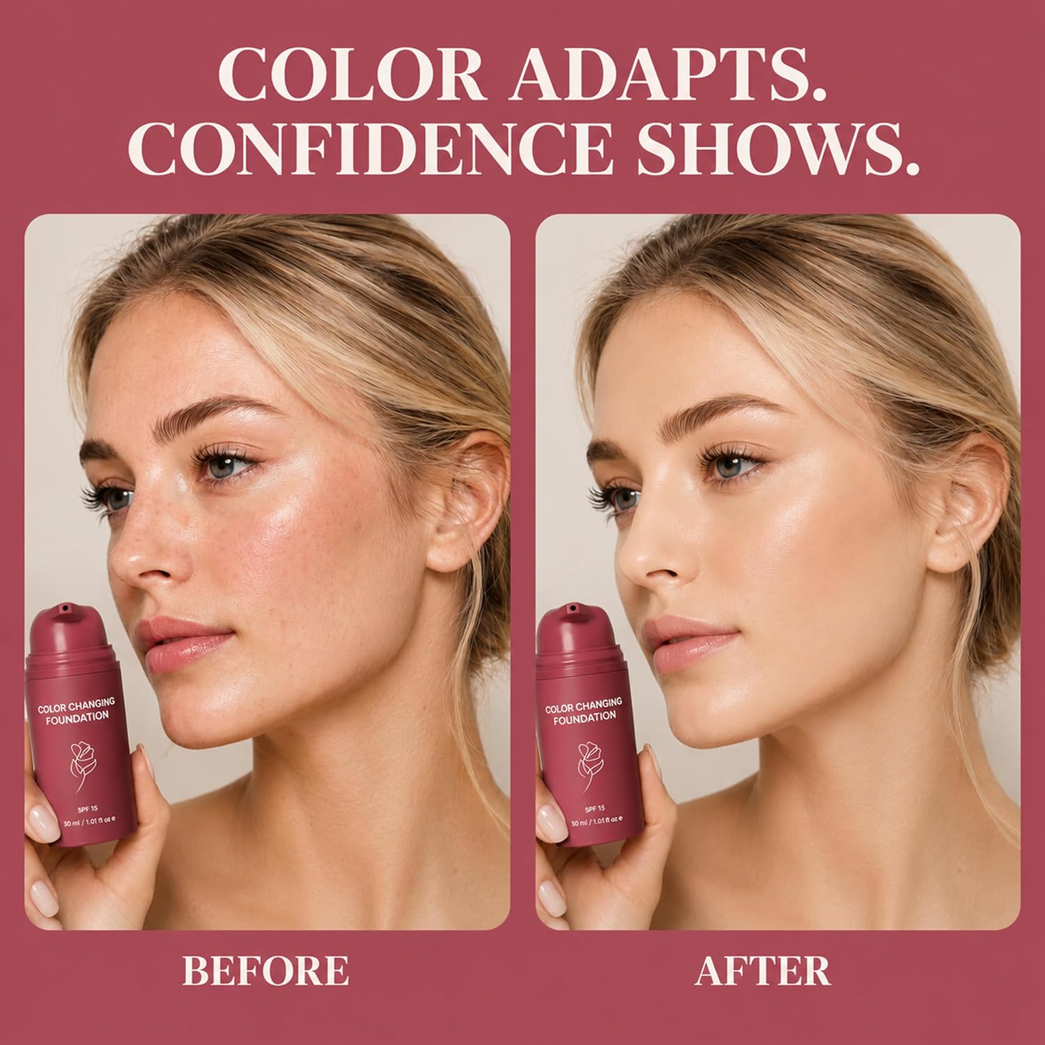 Color Changing Liquid Foundation, Skin Tone Adapting, Natural Finish, Blurs Imperfections and Fine Lines, All Skin Types, 1 Fl Oz (1pc)