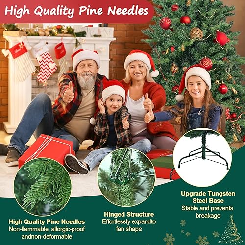 Miniatura 5 de Árbol de Navidad artificial sin luz de 6 pies, árbol de Navidad de abeto verde festivo con 987 puntas de rama, árbol de Navidad realista de abeto