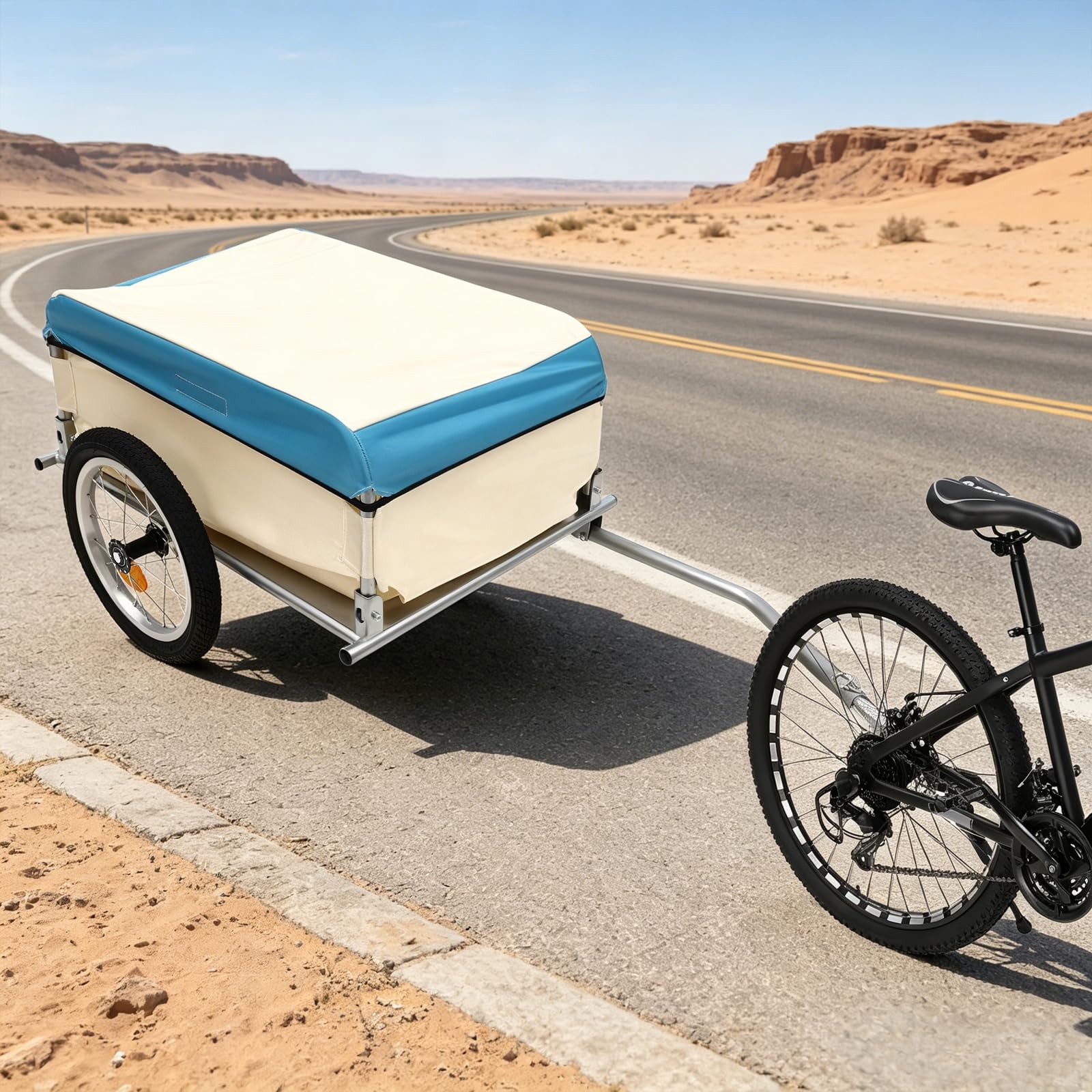 Fahrradanhänger Klappbar Tragkraft 50kg Lastenanhänger 52 * 69 * 27cm | Kohlenstoffstahl, Transportanhänger mit Reflektierender Streifen Handwagen Transporter für Raddurchmesser von 24/26 Zoll
