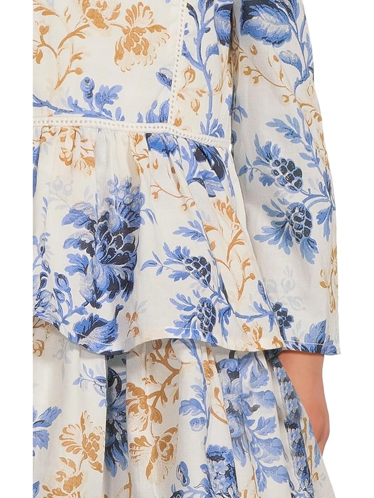 Blue Janie and Jack Floral Tier Dress (Infant)