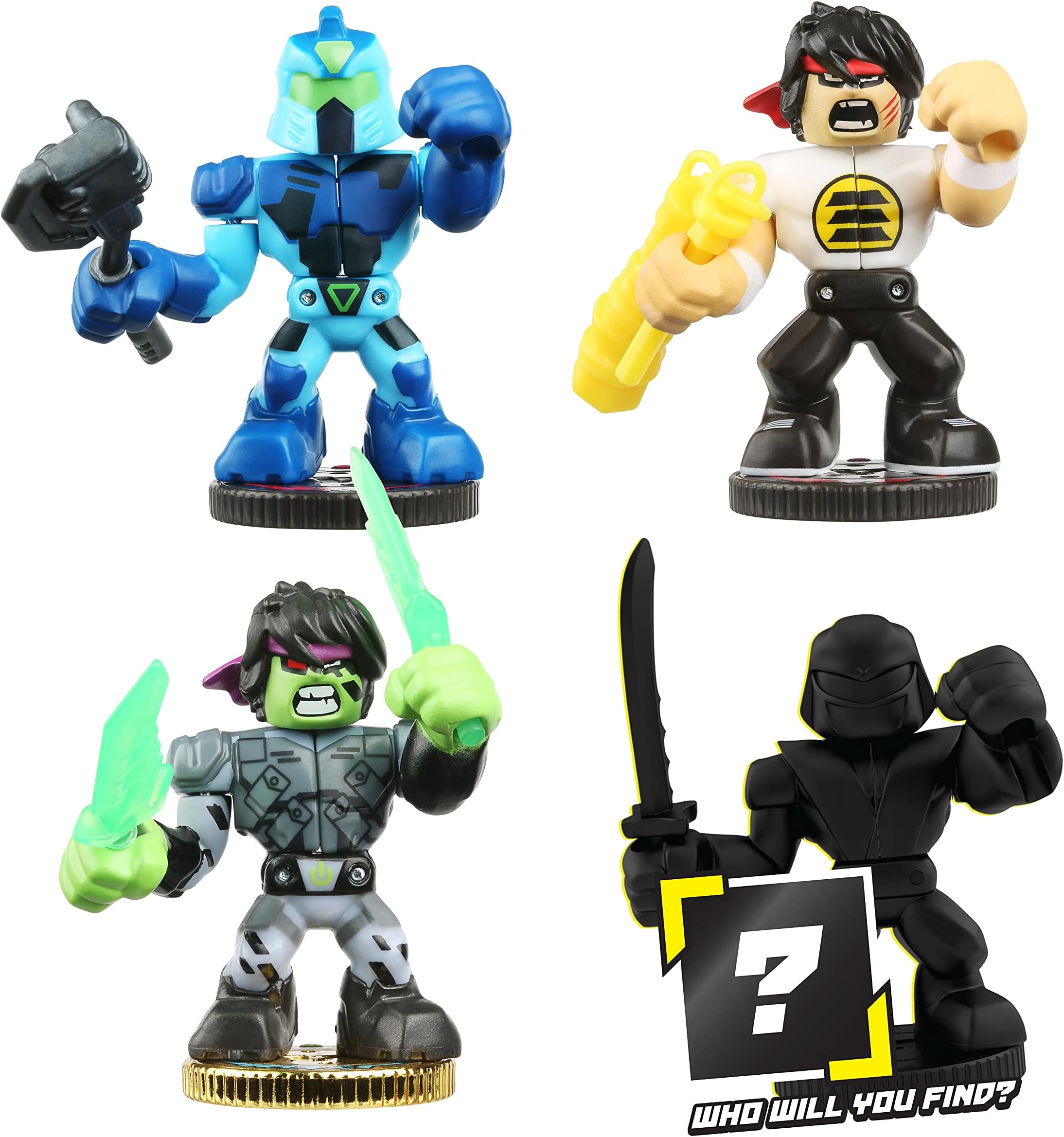 Akedo Ultimate Arcade Warriors - Warrior Collector 4 Pack - 3 Mini Battling Action Figures: Glitchblade, Chux Lee & Hyperlock and one Hidden
