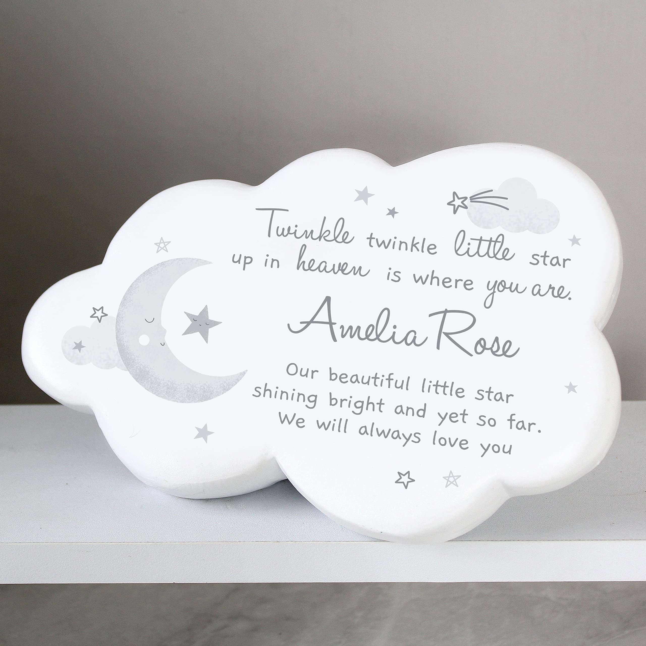 Personalised Memento Stone Effect Custom Personalised Twinkle Twinkle Cloud Memorial Resin Stone With Custom Message