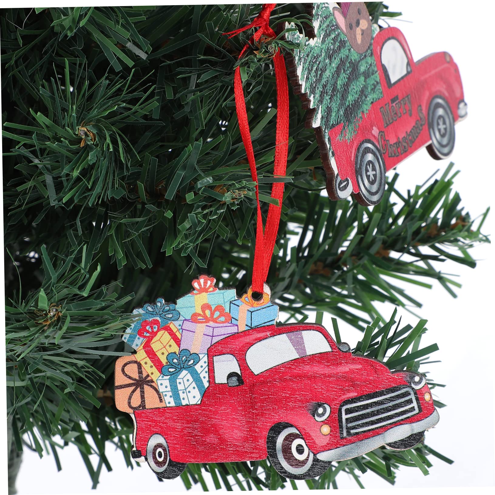 Ciieeo 2 Juegos De Colgantes Navideños De Madera Seguros Adornos Decorativos para Árbol De Navidad Adornos De Madera para Coche para Festivales (6 Unidades)