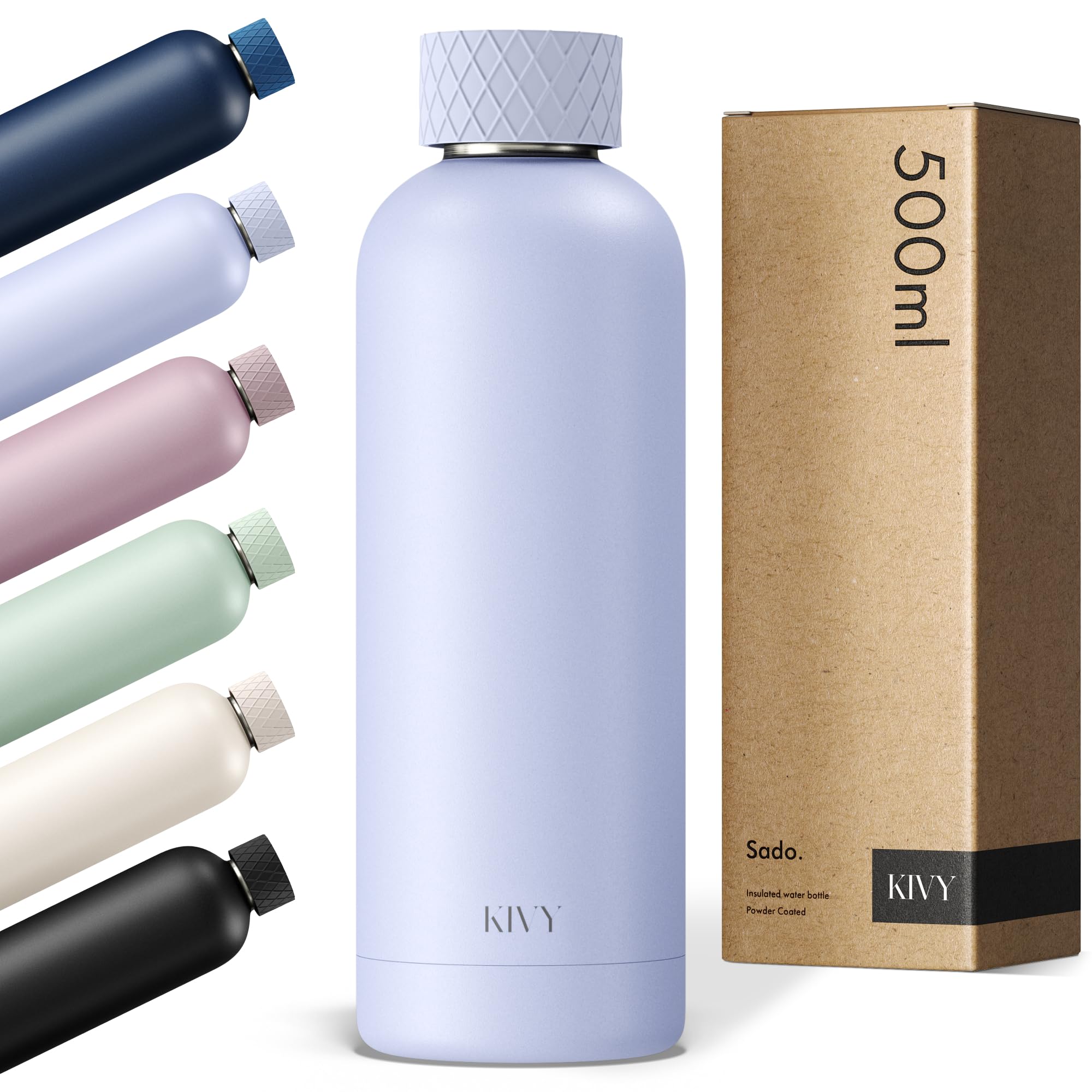 KIVY Edelstahl Trinkflasche (Lavendel, 500ml)