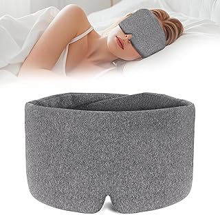 قناع عين للنوم من القطن للنساء والرجال يحجب الضوء بنسبة 100% أثناء السفر، غطاء عيون رمادي ناعم بدون ضغط مع شريط فيلكرو قابل للتعديل للنوم على الجانب ليلًا