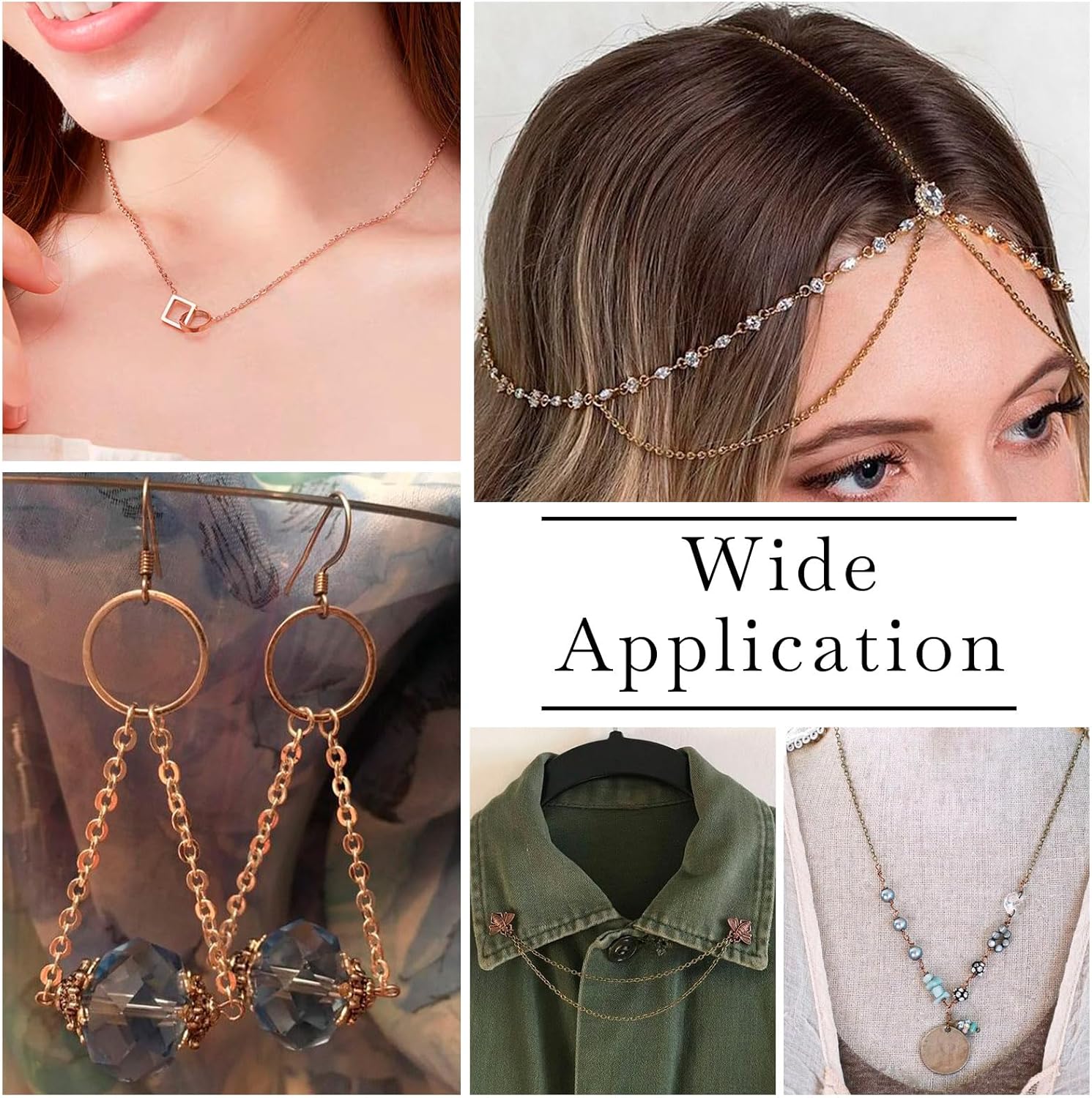 Beadthoven 32.8Ft Brass Flat Cable Chain for Jewelry Making 2mm Red Copper Flat Cross DIY Necklace Chain Bracelet Jewelry Finding Chains Extender Chains Bulk for Jewelry Making Supplies - Image 3