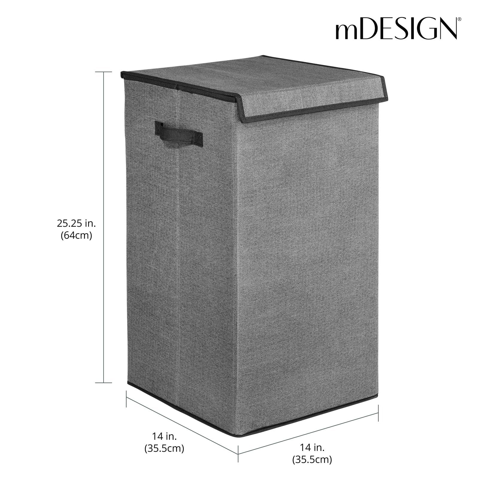 mDesign Panier à linge pliable pour salle de bain ou chambre à coucher, convient également comme panier à linge pour enfants, gris/noir