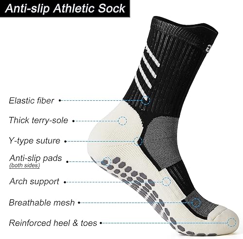 Miniatura 2 de 2.0 Calcetines atléticos antideslizantes para hombres y mujeres, calcetines de fútbol para yoga, correr..