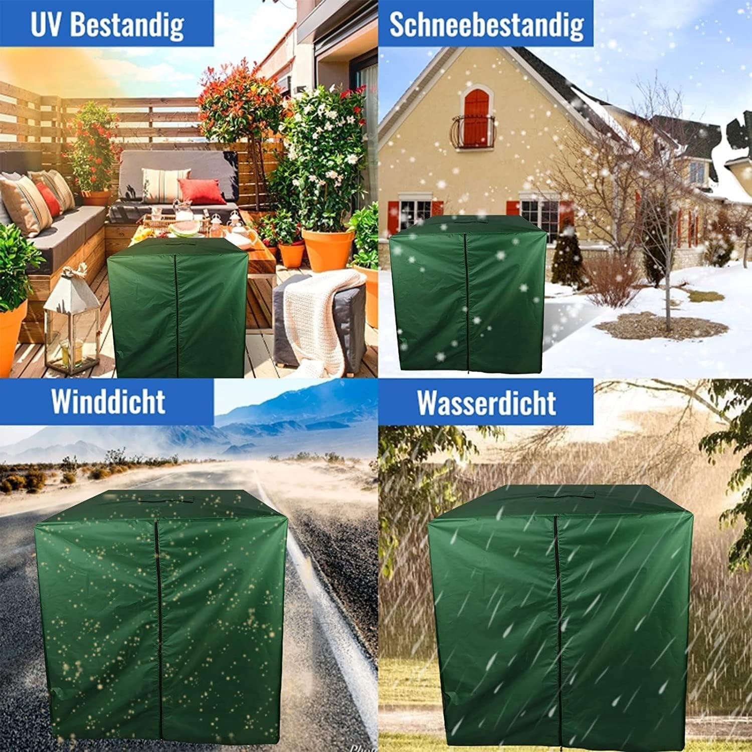 Telo Protettore Cisterna Acqua 1000l,IBC 1000 litri Copertura Serbatoio Acqua,210D Panno Oxford Impermeabile Esterna Copertura per Serbatoio Dell'acqua IBC con Cerniera/Occhielli(Size:800L-120x80x116c