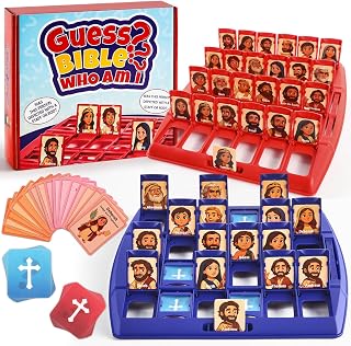 Guess Bible Game Who Am I Classic 24 Bible Holy Characters with Life Story & Verse Cards Christian Board Game Trivia Study Supplies for Church Sunday School Family Youth Group Catholic Gift