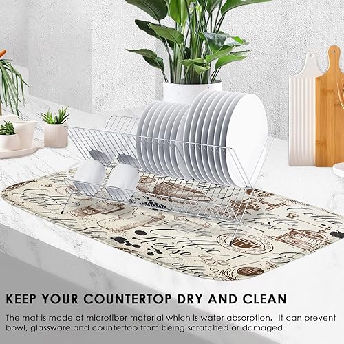Miniatura 4 de Tapete absorbente para secar platos, almohadilla de microfibra para encimera de cocina, decoración de barra de café, resistente al calor y