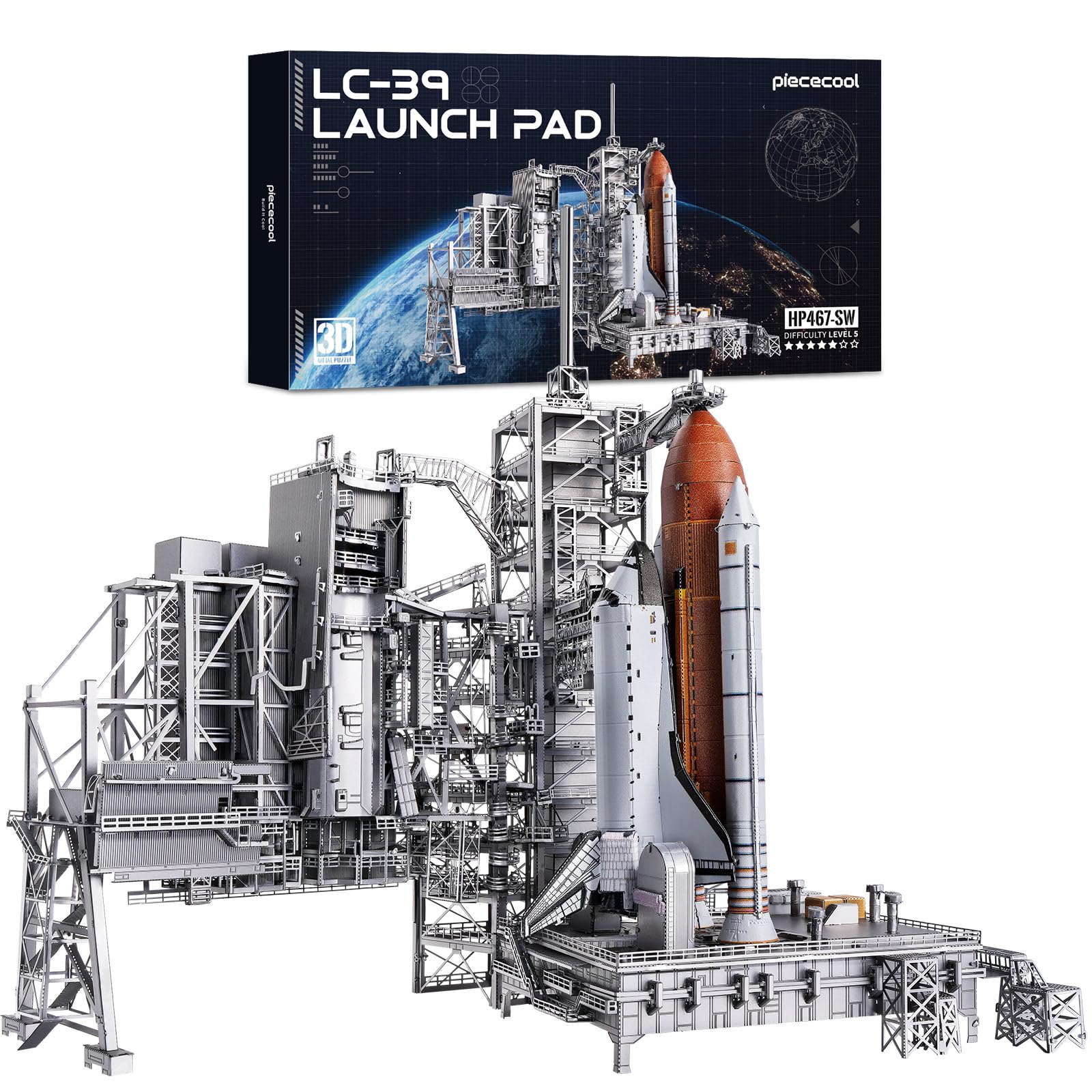 Piececool Puzzle 3D in metallo per adulti LC-39 Launch Pad Kit modello in metallo per adulti per costruire kit di costruzione fai da te, puzzle in metallo 3D per adulti per costruire compleanno
