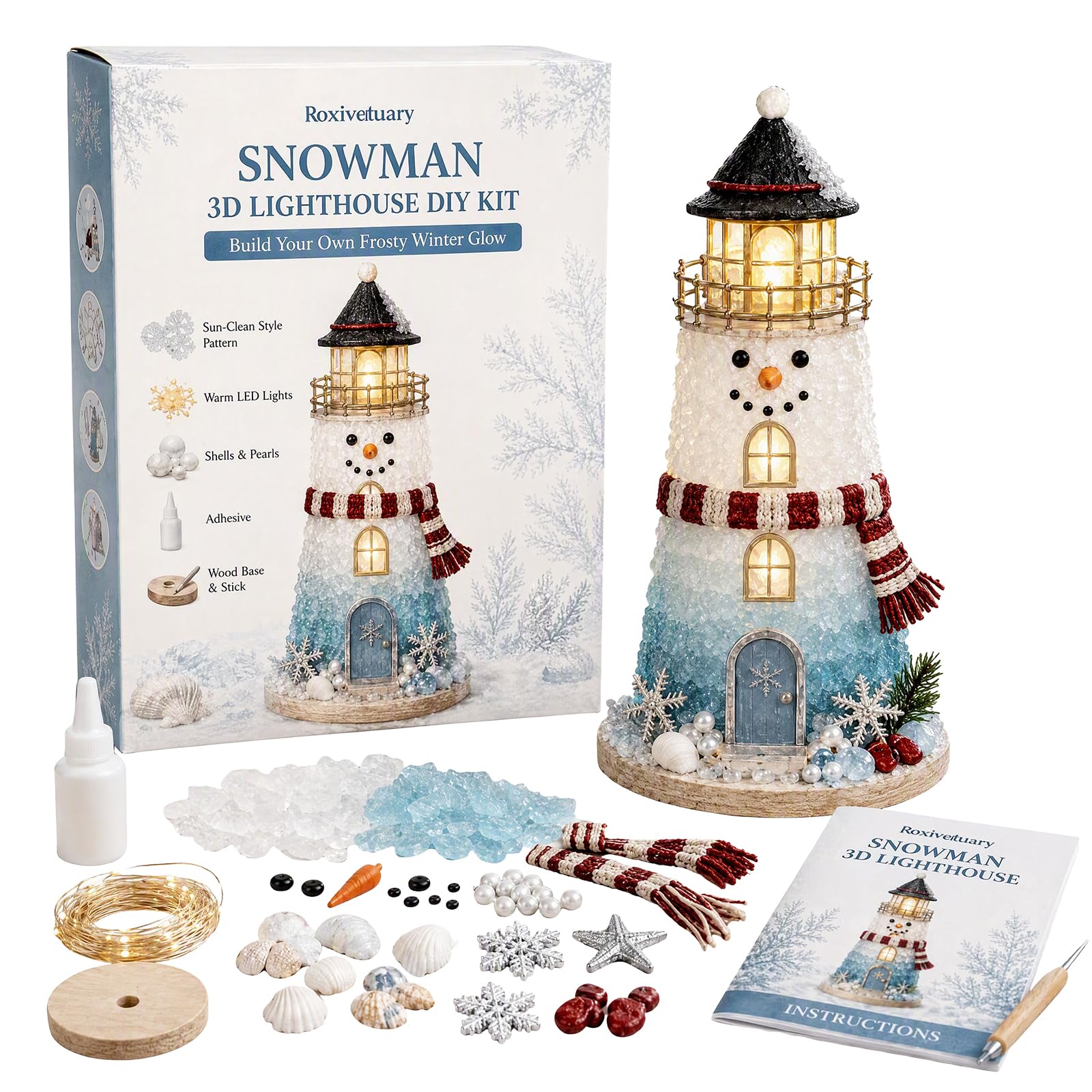 Sea Glass Art 3D Lighthouse Kit | Seaglass Light up Christmas Tree Kit