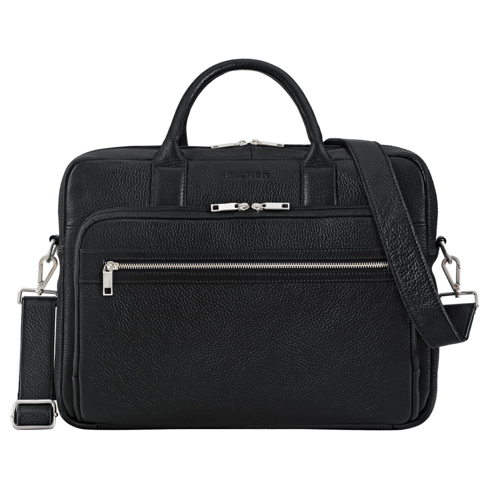 STILORD Dawson skórzana torba na ramię aktówka na laptopa 15,6 cala DIN A4 Business Satchel prawdziwa skóra czarny