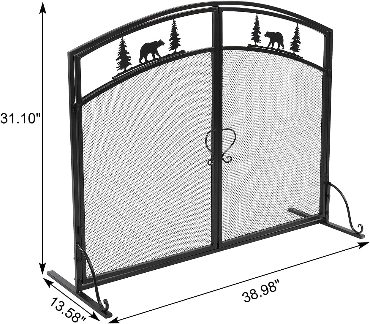 YYZKYTO Fireplace Screen Fireplace Screen Double-Door Curved Decoration 99X34.5X79Cm Indoor Fireplace Screen