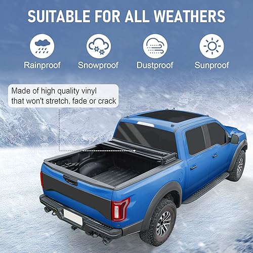 Miniatura 7 de JDMSPEED Cubierta tonneau suave de 4 pliegues para caja de camioneta compatible con Ford F-150 2004-2014 Lincoln Mark LT Tonneau 2004-2014, cubierta