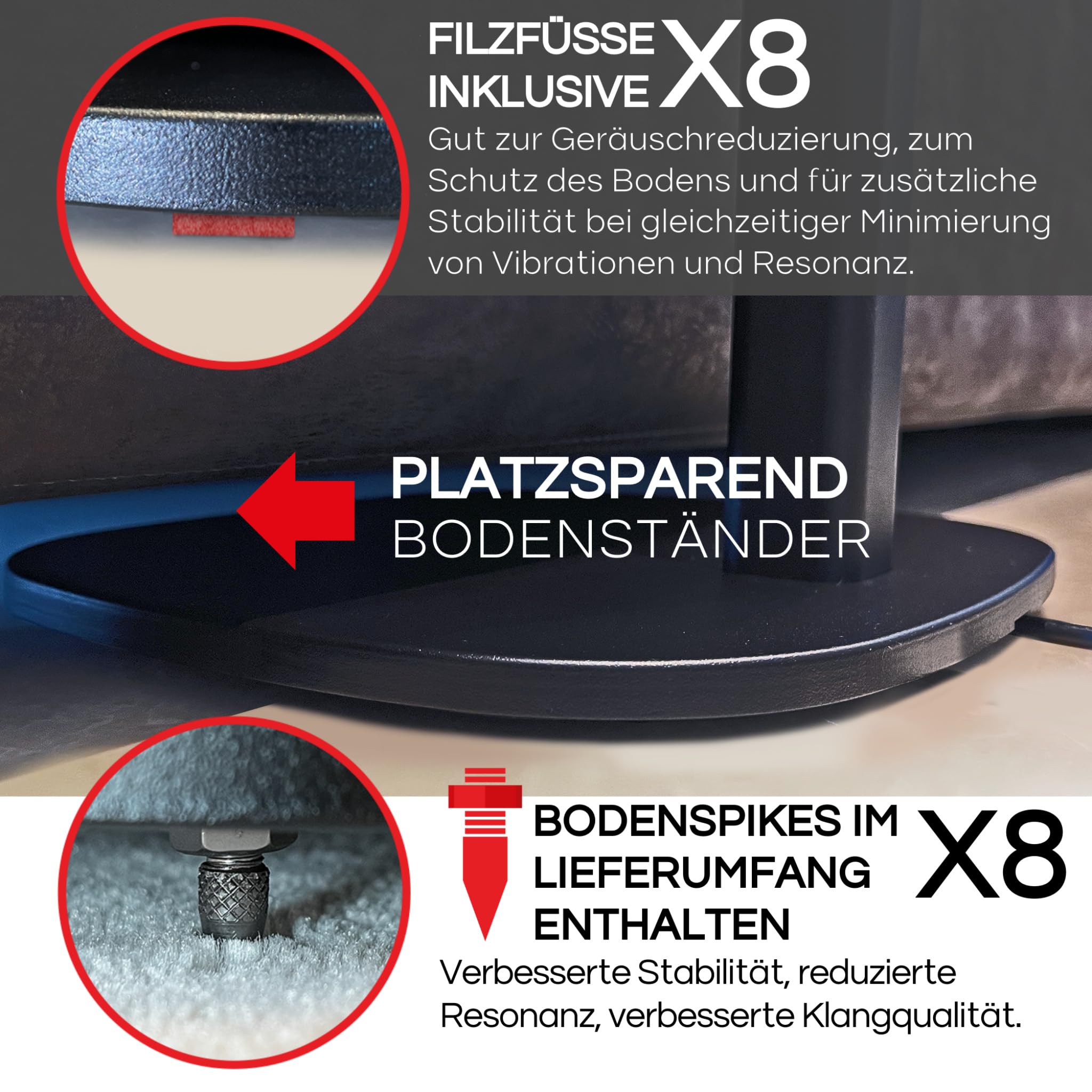 Sound Bass ERA 100 Bodenständer, Doppelpack (2 Stück), Kompatibel mit Sonos ERA100 & ERA 100 SL, Sonos ONE & Play:1 Lautsprecher, Zubehör Enthalten, Entworfen in Großbritannien, Doppel, Paar (Schwarz)