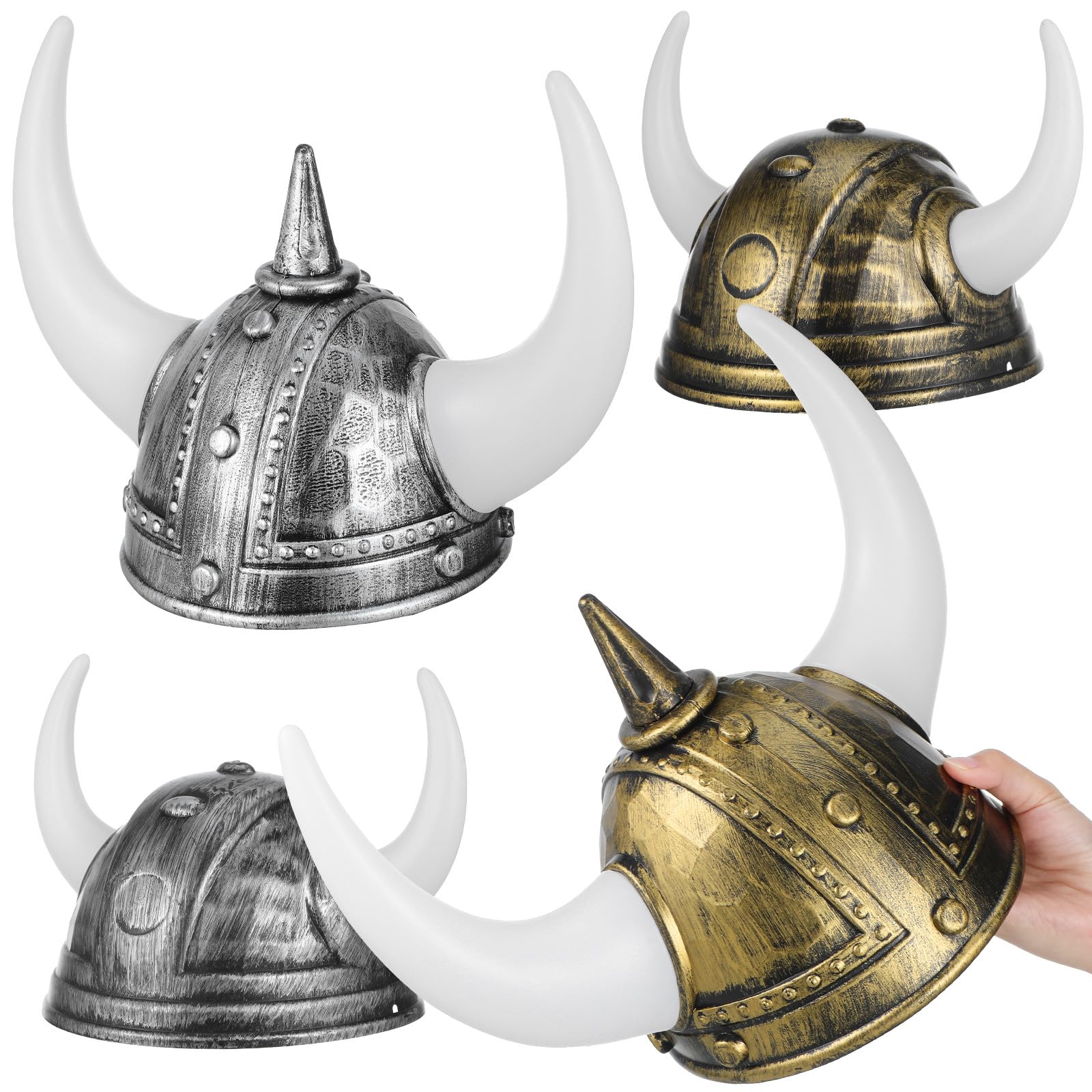 DOITOOL 4 sombreros vikingos con cuernos, casco medieval, accesorios de disfraz para Halloween, cosplay, carnaval y fiestas de festivales