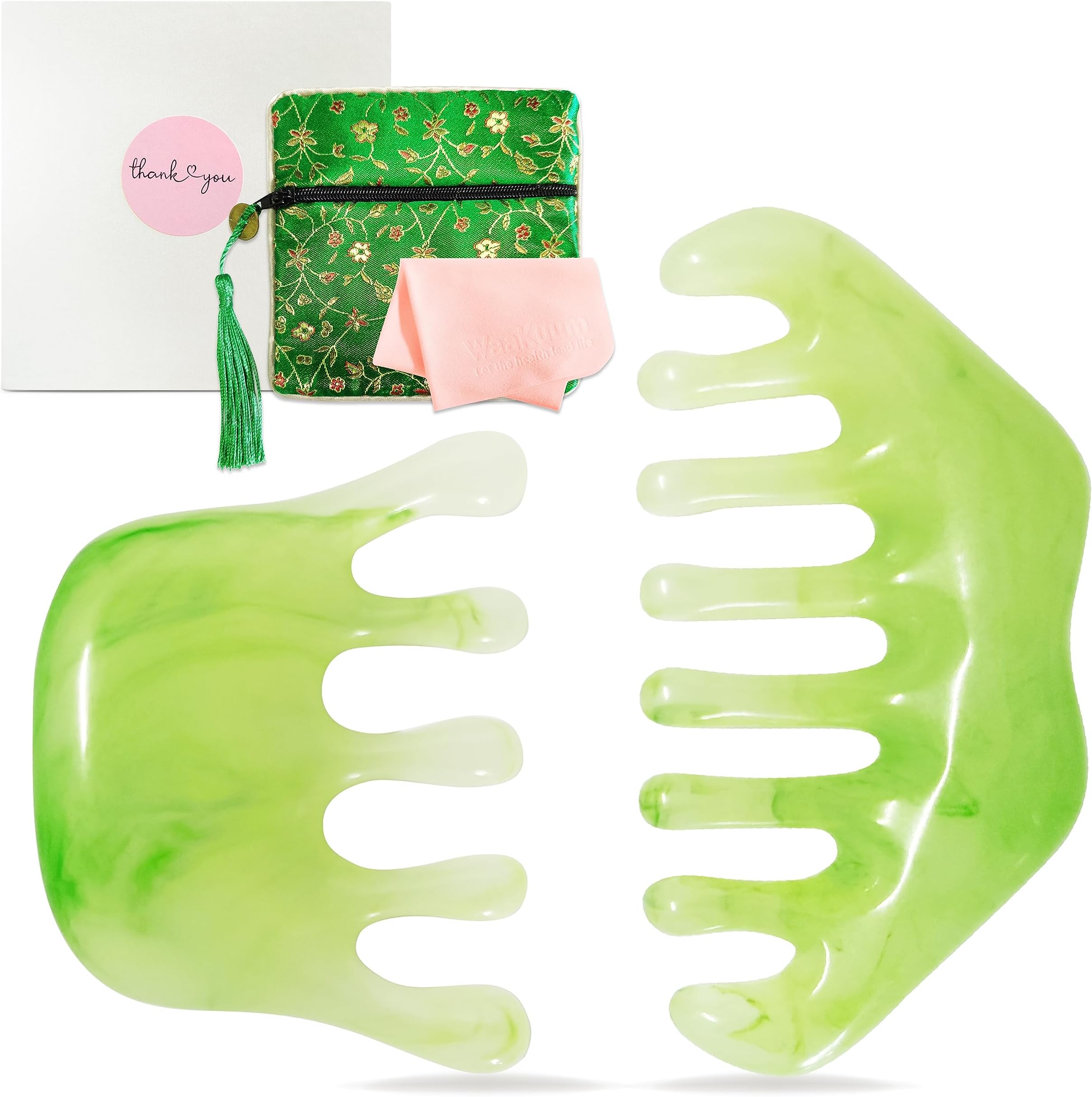 Waakuum Massage Comb Jade Like Scalp Massager Comb, Gua Sha