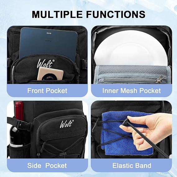 WOLT|Cooler Backpack,24 Cans Insulated Backpack Cooler Leakproof,Lightweight Soft Cooler Bag,Camping Cooler,Large Capacity Beach Cooler,Waterproof Travel Cooler Lunch Backpack for Hiking