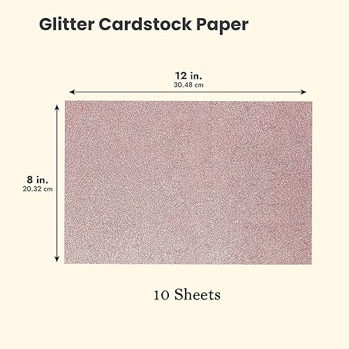 Miniatura 2 de levylisa Tarjeta con purpurina de oro rosa, 10 hojas de 8 x 12 pulgadas, cartulina de 250 gms de alta calidad, cartulina brillante, caja de regalo
