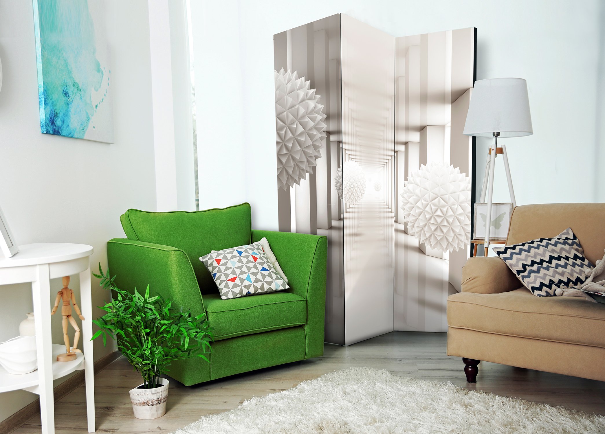 murando - Paravento da Interno 3 Pannelli, Separe Divisorio, 135x172 cm | 3 Pannelli Decorativi, Stampa su Due Lati, Tela in TNT, Pronto all'Uso, Separatore per Casa e Ufficio, Produzione EU