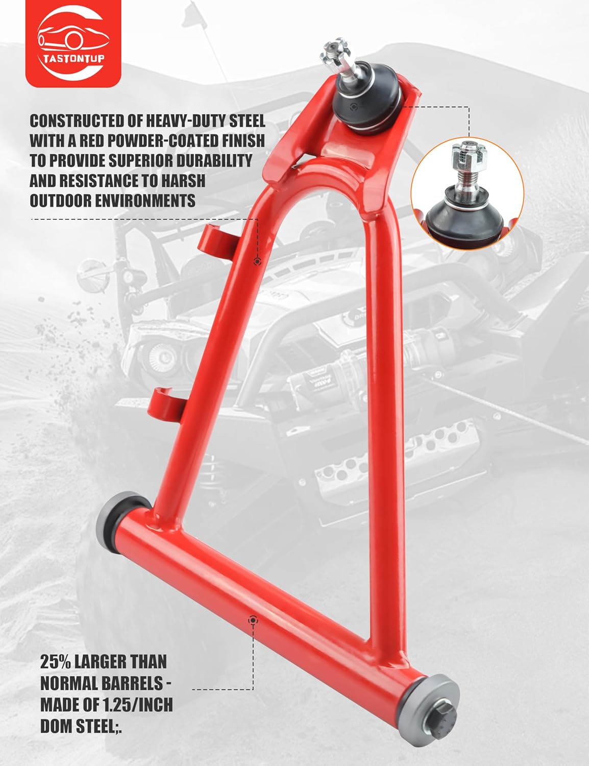 Front Upper & Lower A-Arms Kit for Yamaha Banshee 350 (YFZ350) 1987–2006, Steel Replacement Control Arms Set, Direct Bolt-On Front Suspension Arms, Red