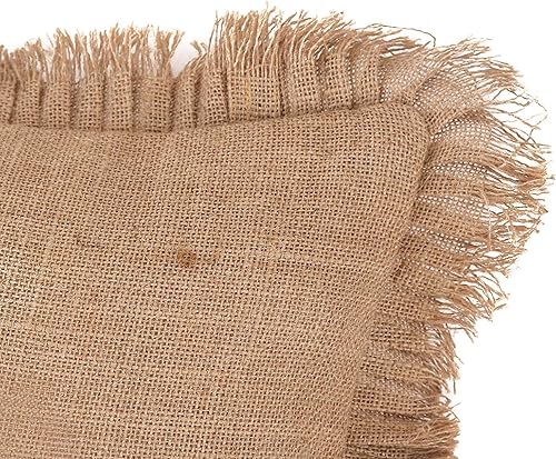 Miniatura 10 de Funda de almohada de yute (volantes, estilo rústico, 20 x 20 pulgadas, paquete de 1)