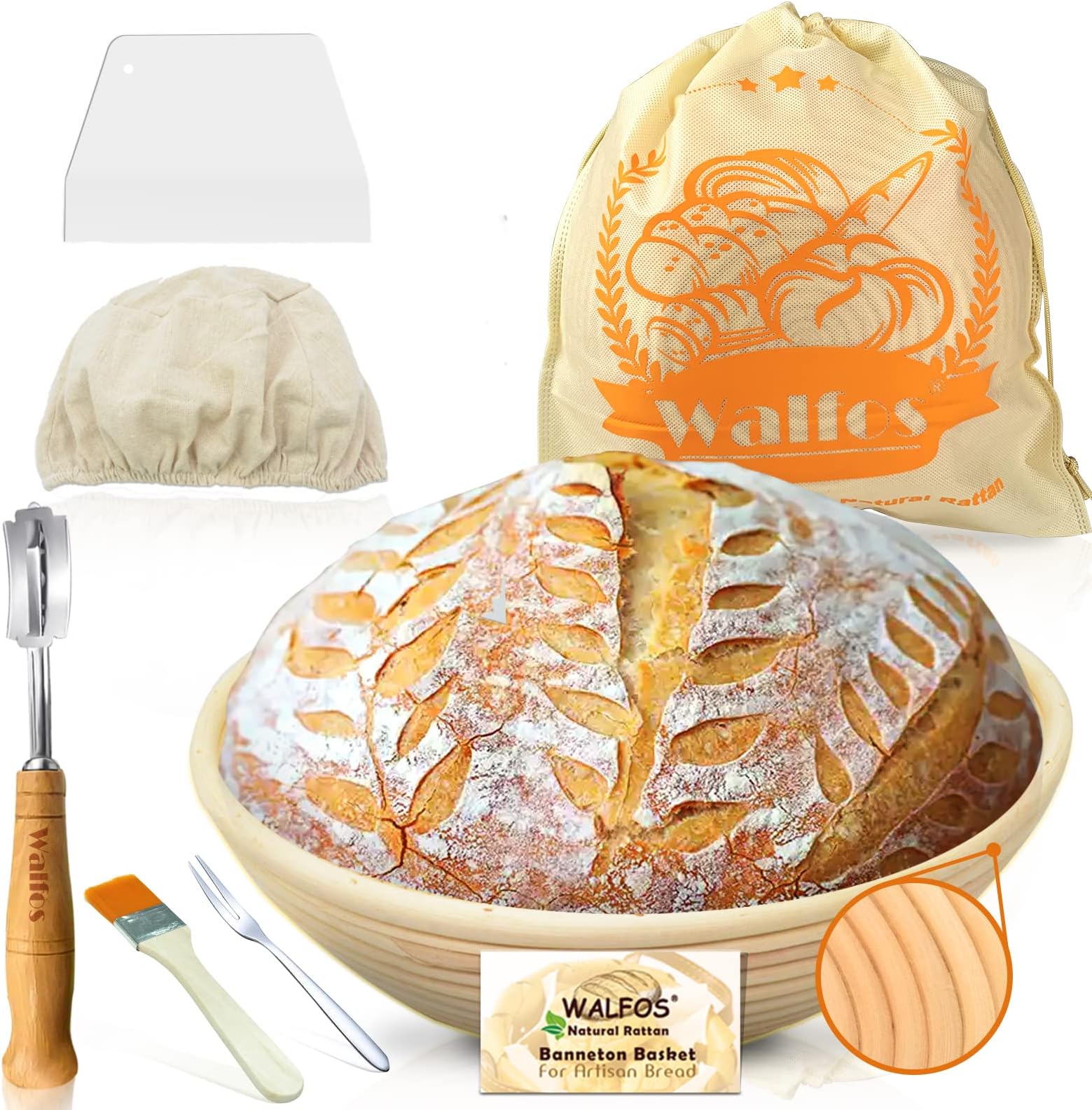 Sourdough Proving Basket Set Walfos Oval Proofing Basket