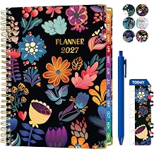 2027 Diary A5 Week-to-View   Weekly Planner with Colorful Monthly Tabs, A5 Hardcover, Pen, Elastic Band, Plan Sticker & Pocket   Weekly Organiser for Work, Study & Personal Planning A0902