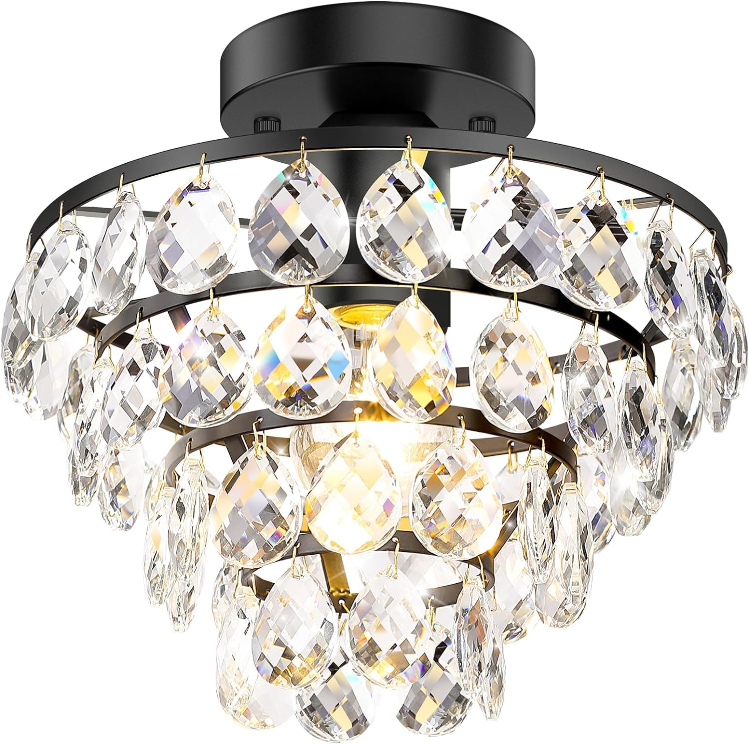 Semi Flush Mount Ceiling Light,Industrial Semi Flush Mount Ceiling Light,Industrial Black Light Fixtures Ceiling Mount, Chandelier Kitchen Lighting Black Flush Mount Light,Vintage Light Fixture