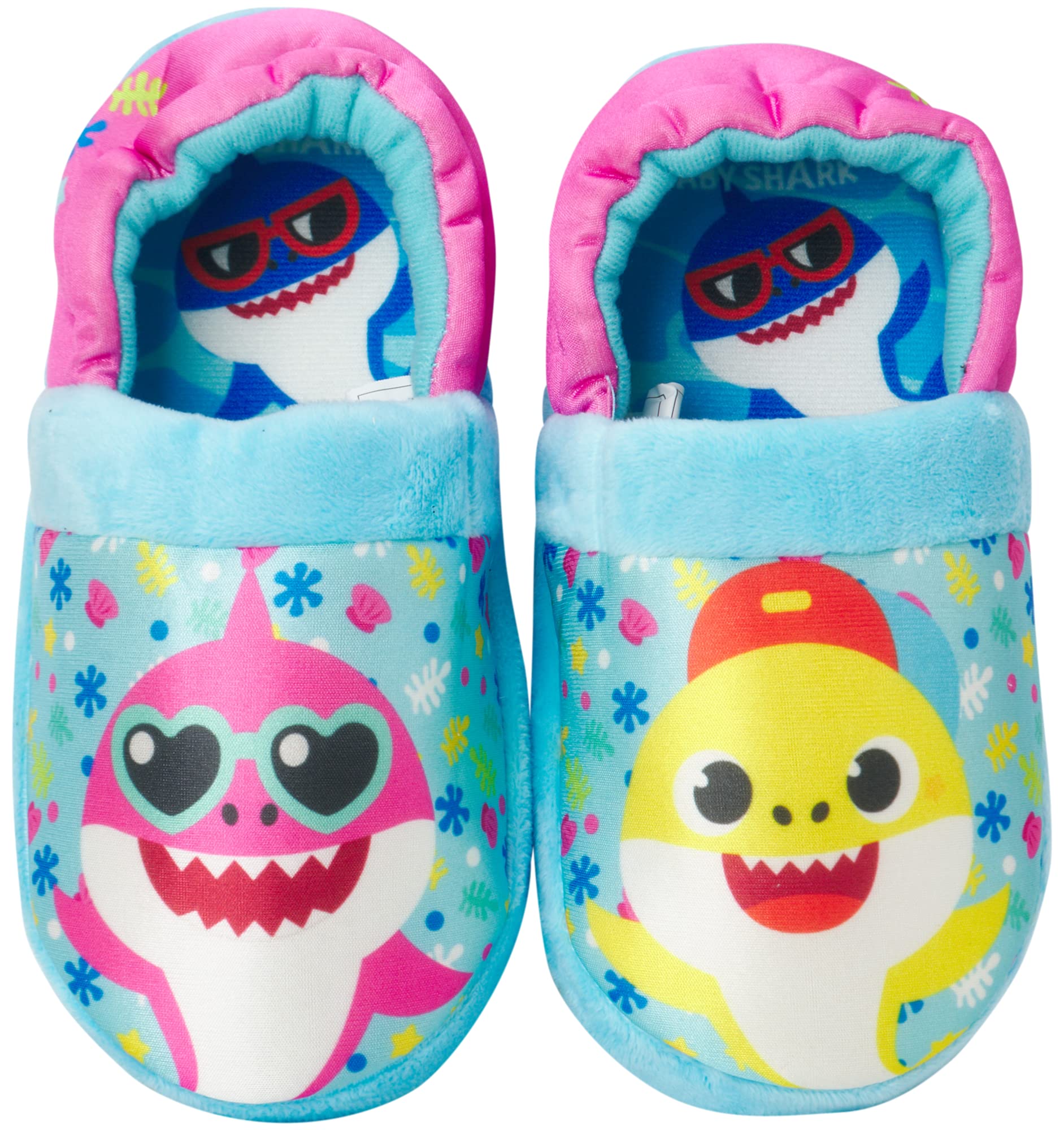 NickelodeonToddler Boys' and Girls’ Baby Shark Slippers - Plush Fuzzy Slippers, Non-Skid Sole (5-12 Toddler/Kid)