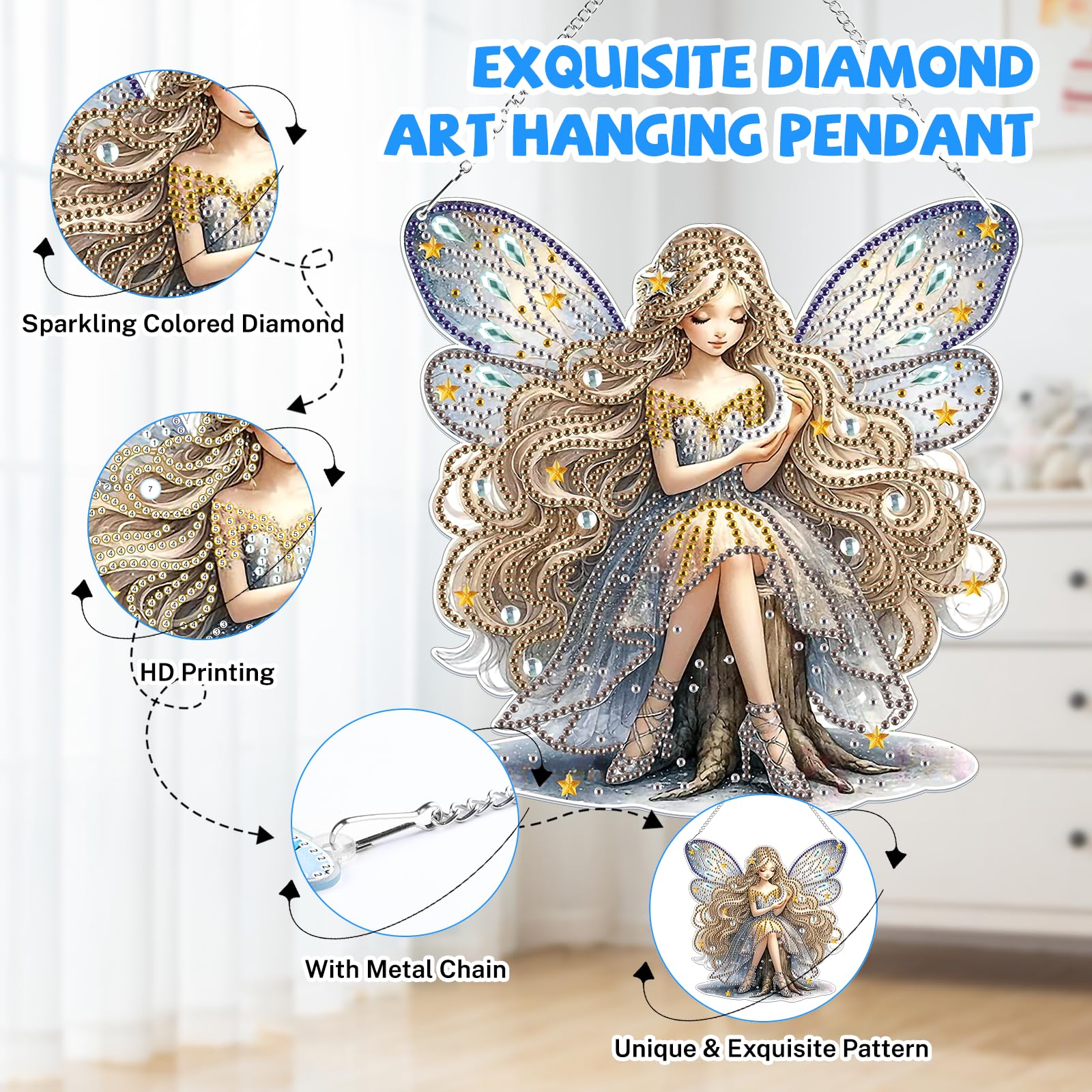 MEIYUDA Hanging 5D DIY Diamond Art Kits Adults Peacock, Flower Diamond - View #9