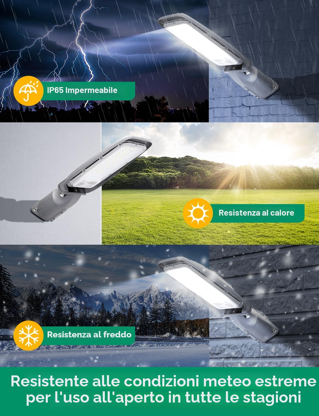 Aigostar 30W Lampione LED, 2550LM Luce stradale a LED 6500K IP65 impermeabile IK08 Per Parcheggio luce per Strada Scuola, parcheggio, campo da basket, cortile, piazza, 2 Unità